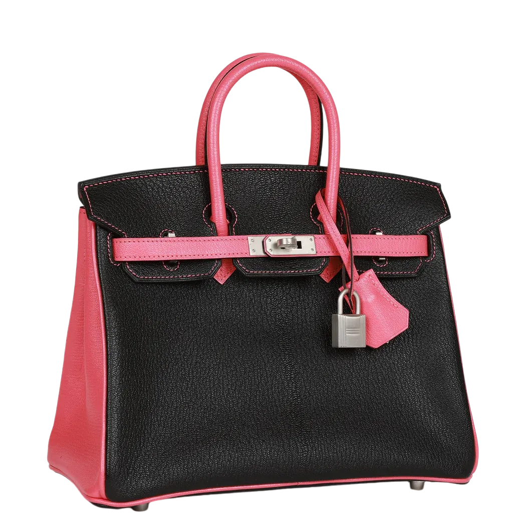 HermÃ¨s Special Order (HSS) Birkin 25 Black and Rose Azalee ChÃ¨